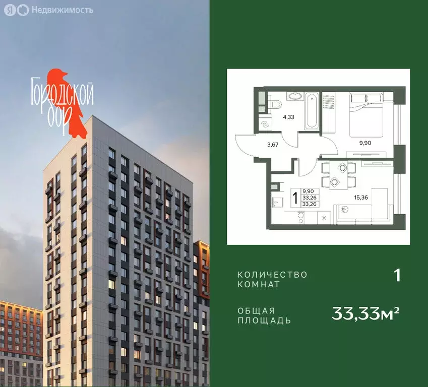1-комнатная квартира: Московская область, Серпухов (33.33 м) - Фото 1