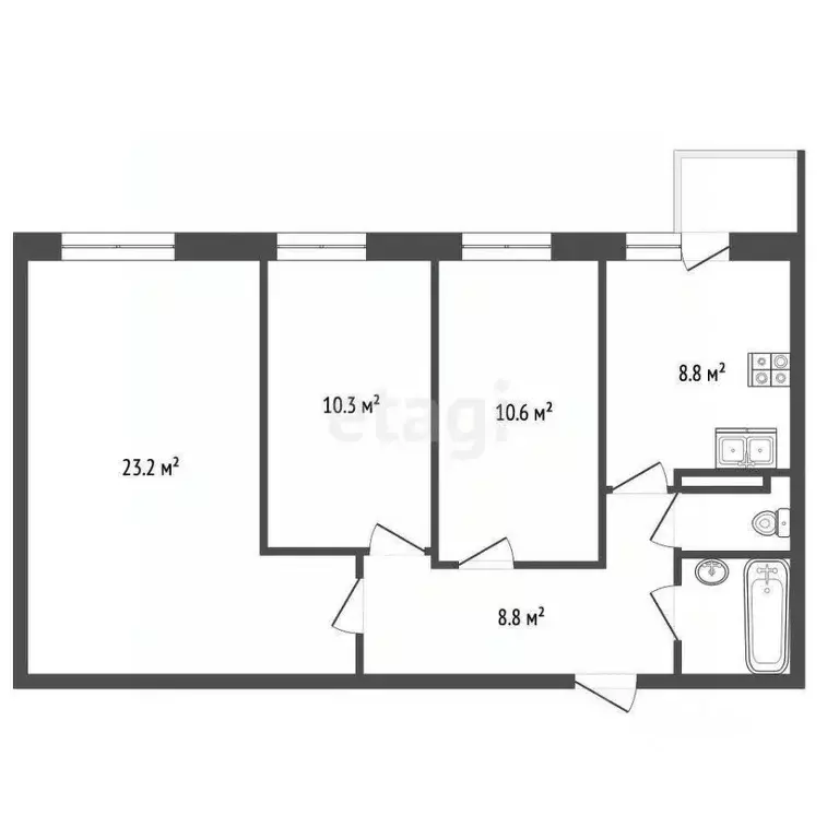 3-к кв. Архангельская область, Архангельск ул. В.И. Воронина, 28к5 ... - Фото 1