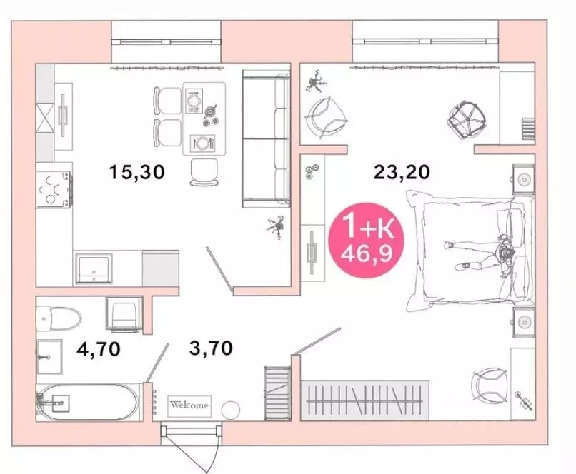 2-к кв. Оренбургская область, Оренбург Ростоши Премьер мкр,  (46.9 м) - Фото 1