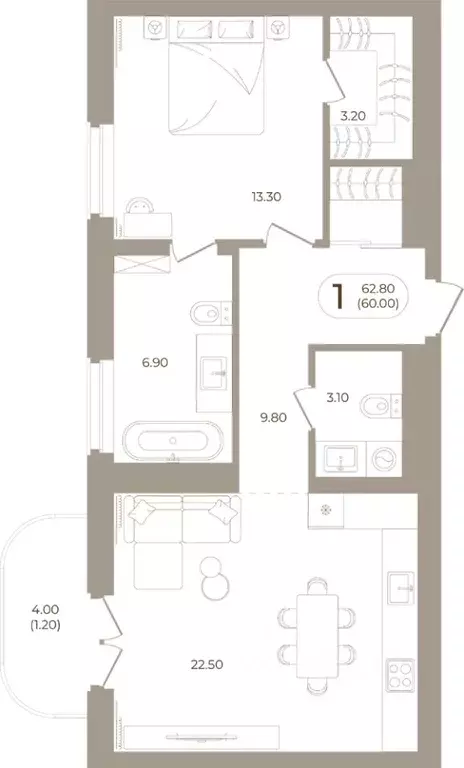 1-к кв. Башкортостан, Стерлитамак ул. Мира, 70 (60.0 м) - Фото 1