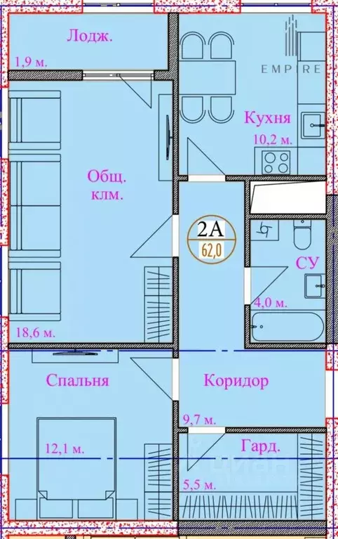 2-к кв. Чеченская республика, Грозный ул. Мохаммеда Бен Зайеда Аль ... - Фото 0