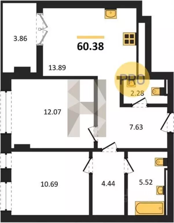 2-к кв. Калининградская область, Гурьевск ул. Героя России ... - Фото 1