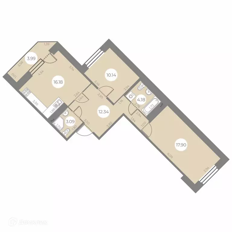 Продаётся 2-к квартира, 65.82 м - Фото 0