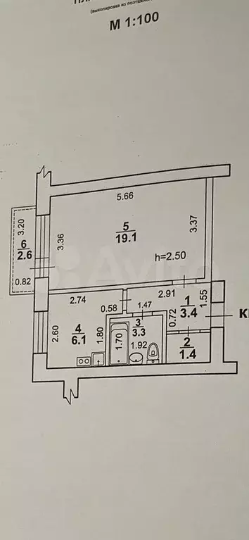 1-к. квартира, 34,1 м, 3/5 эт. - Фото 0