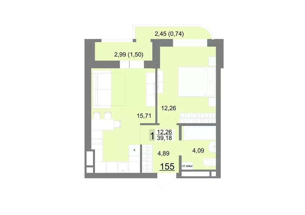 1-комнатная квартира: Екатеринбург, Тенистая улица, 8с5 (39.18 м) - Фото 0