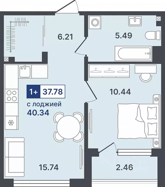 1-к кв. Тюменская область, Тюмень ул. Алексея Сергиенко, 1 (37.78 м) - Фото 1