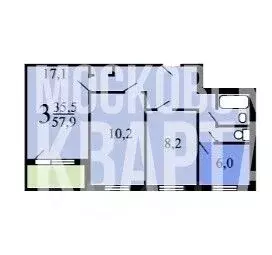3-к кв. Московская область, Королев ул. Горького, 6А (49.1 м) - Фото 2