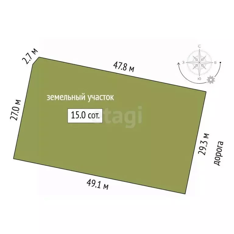 Участок в Тюменская область, с. Нижняя Тавда ул. Луговая (14.88 сот.) - Фото 1