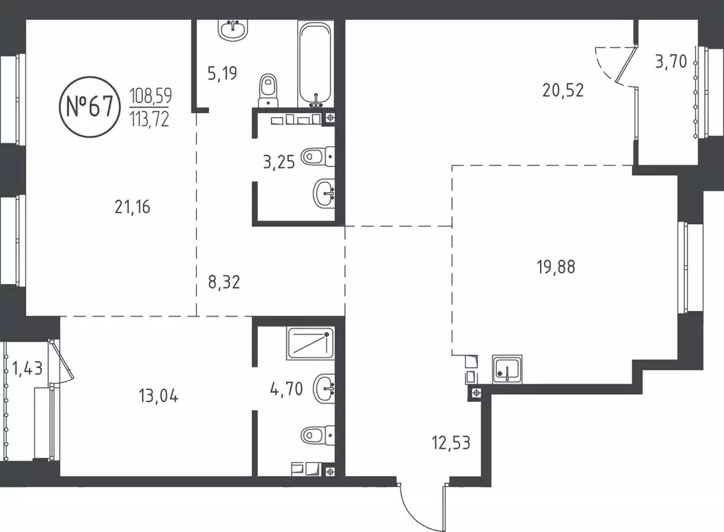 3-к кв. Иркутская область, Иркутск ул. Эдуара Дьяконова, 10 (112.88 м) - Фото 0