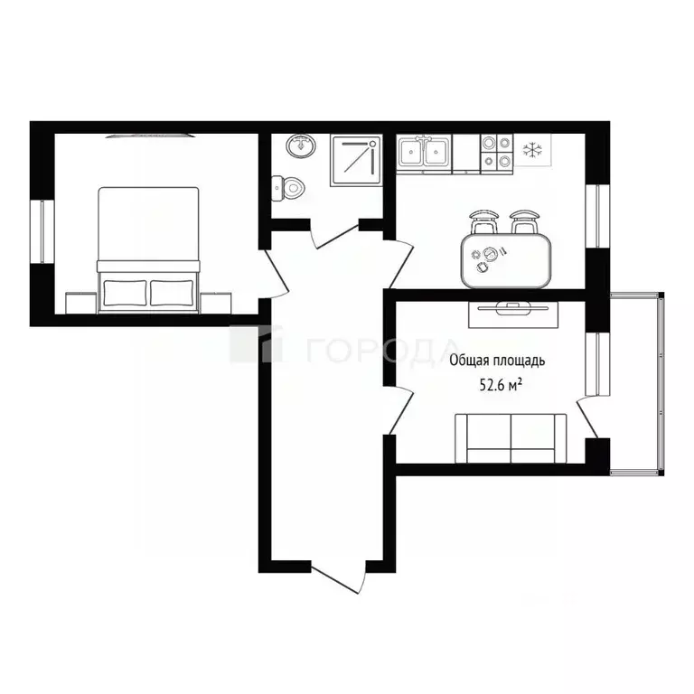 2-к кв. Новосибирская область, Новосибирск Тульская ул., 152 (52.6 м) - Фото 1