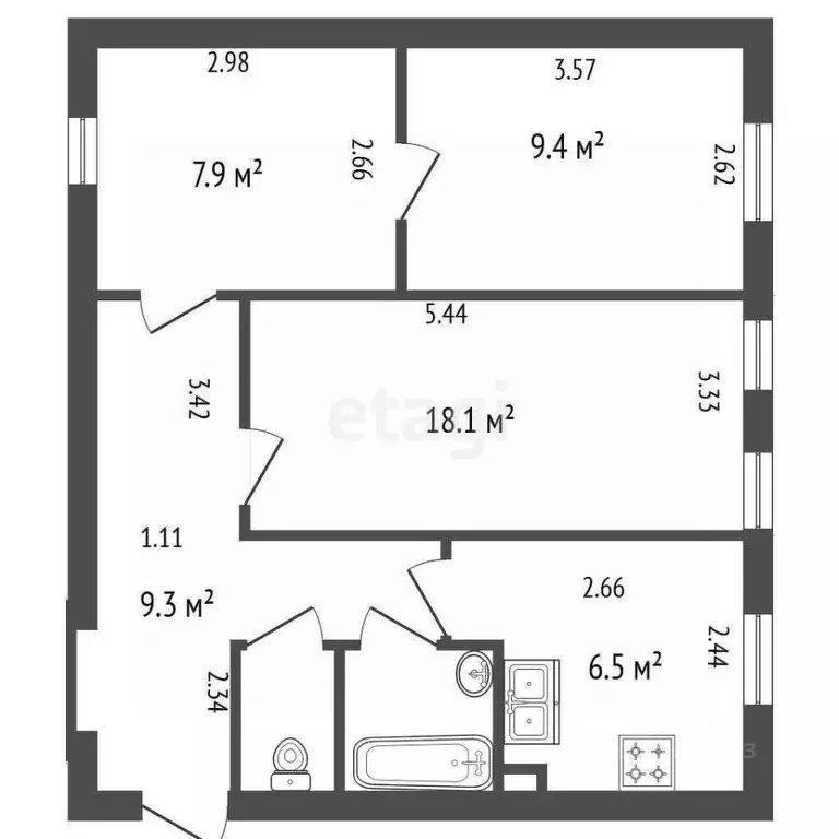 2-к кв. Санкт-Петербург 14-я Васильевского острова линия, 37 (55.0 м) - Фото 2
