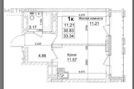 1-к кв. Новосибирская область, Новосибирск Фабричная ул., 65/1 (33.3 ... - Фото 1