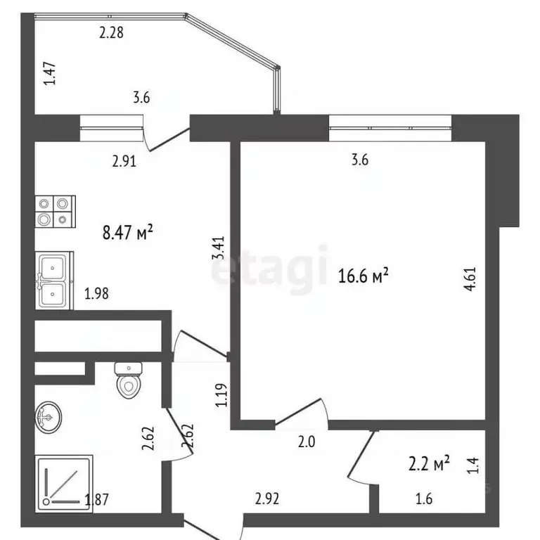 1-к кв. Московская область, Балашиха ул. Дмитриева, 14 (42.1 м) - Фото 2