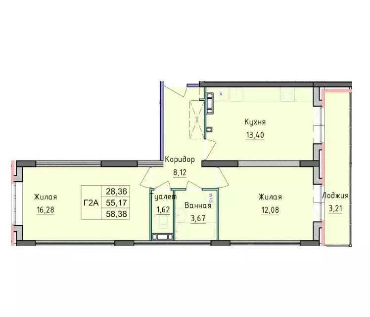 2-к кв. Ярославская область, Ярославль ул. Дядьковская, 48 (58.38 м) - Фото 2