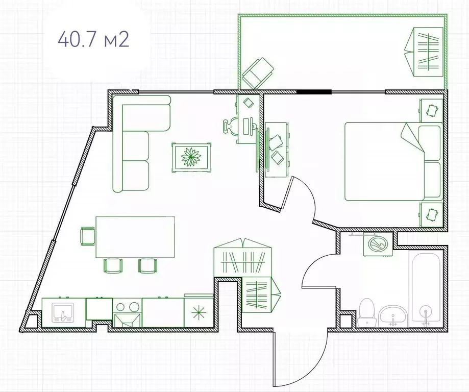 1-к кв. Иркутская область, Иркутск наб. Верхняя, 173 (40.7 м) - Фото 2
