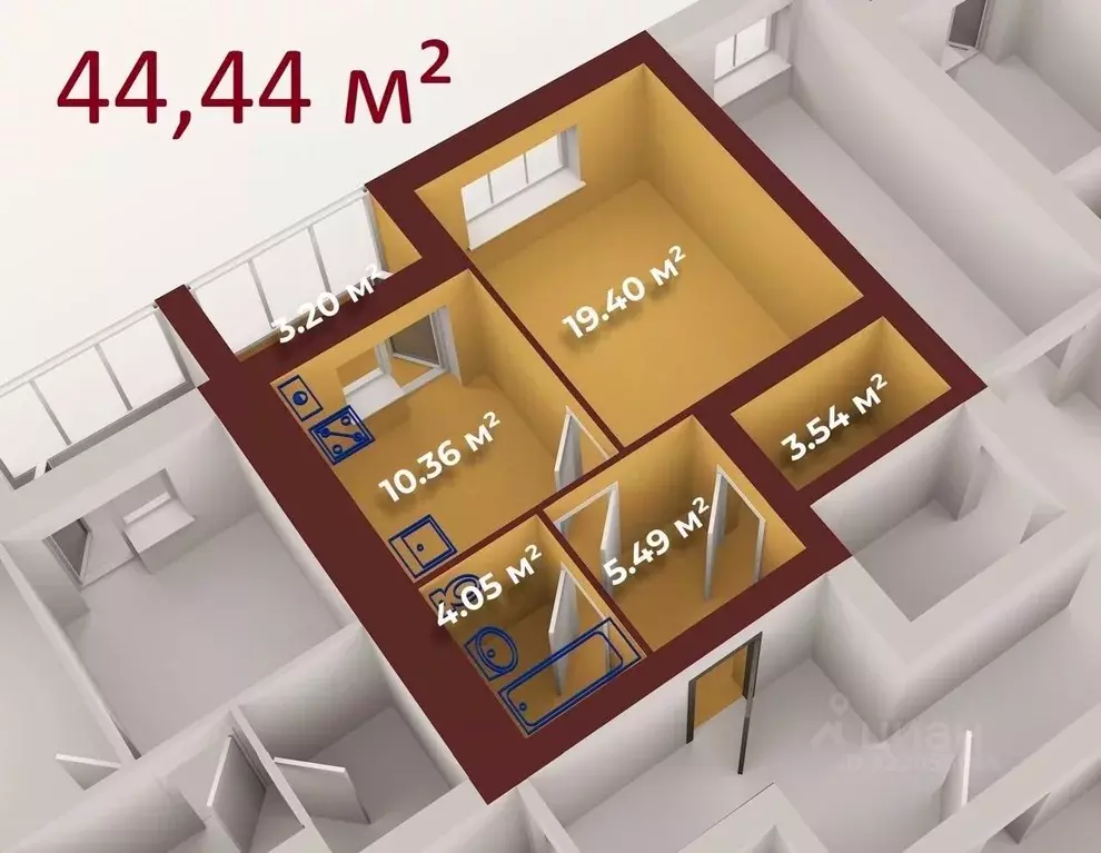 1-к кв. Мордовия, Саранск ш. Северо-Восточное, 45 (45.0 м) - Фото 1