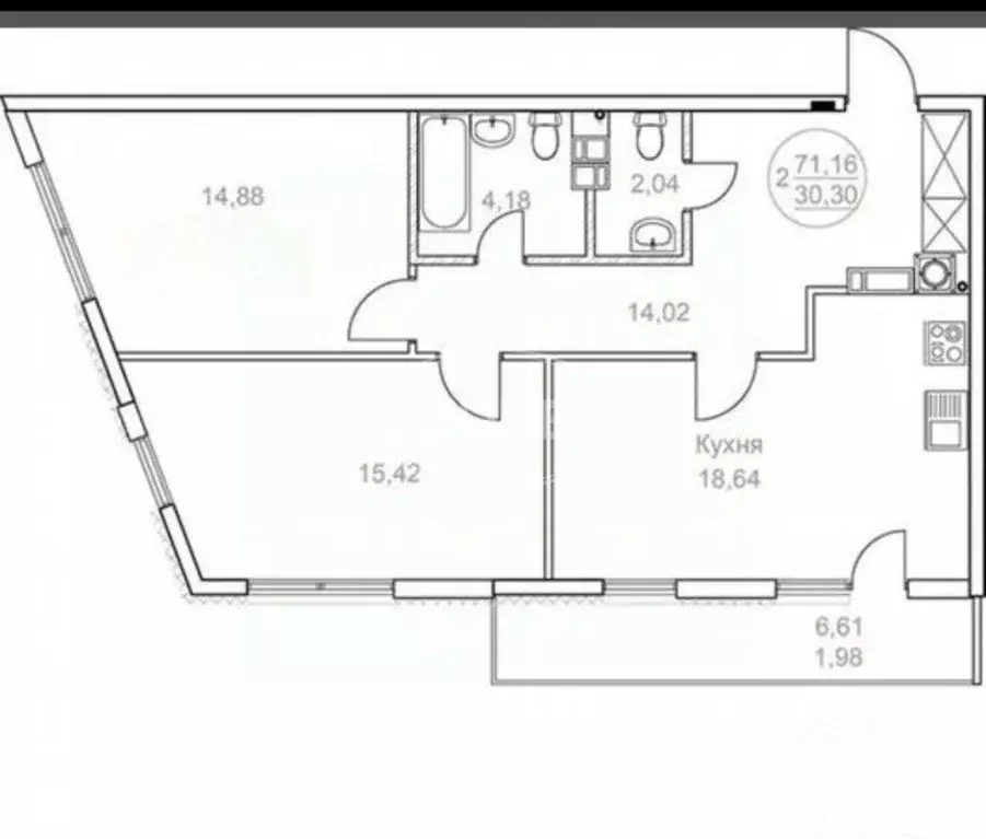 2-к кв. Калининградская область, Светлогорск Олимпийский бул., 4 (71.2 ... - Фото 2