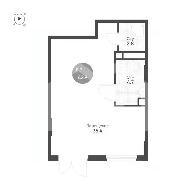 Торговая площадь в Москва 3-я оч., Шагал жилой комплекс, к2.1 (43 м) - Фото 2