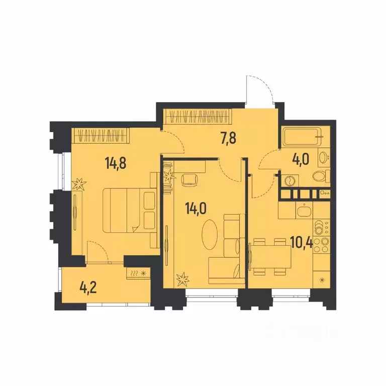 2-к кв. Пермский край, Пермь Ераничи мкр,  (53.3 м) - Фото 1