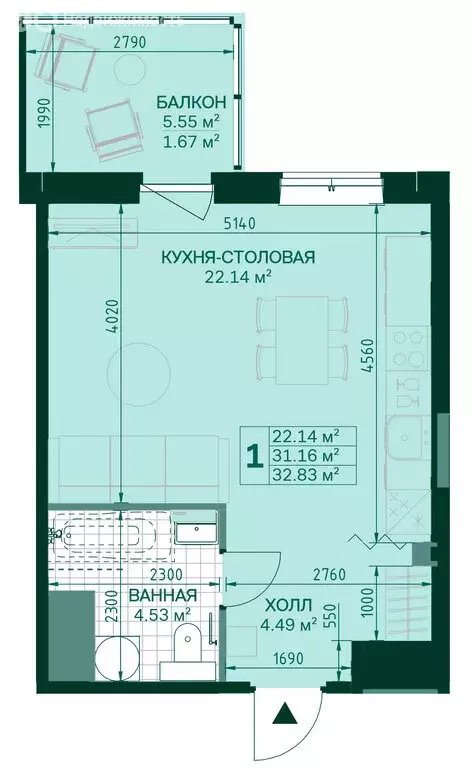 Квартира-студия: Санкт-Петербург, Магнитогорская улица, 5к3 (31.2 м) - Фото 0