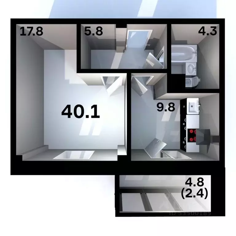 1-к кв. Псковская область, Псков Пароменская ул., 28 (40.1 м) - Фото 1