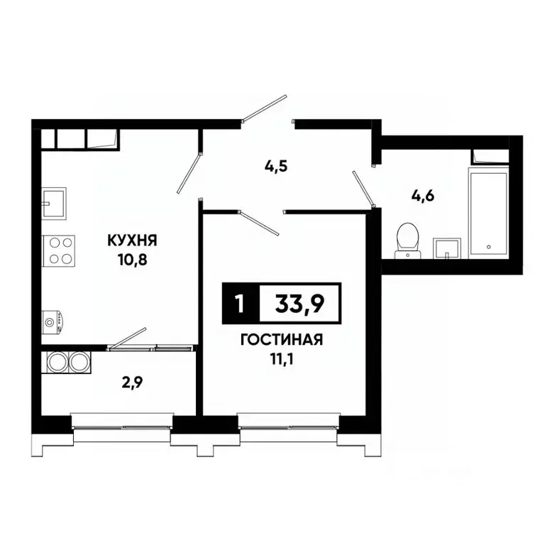 1-к кв. Ставропольский край, Ставрополь просп. Российский, 16к1 (33.9 ... - Фото 1