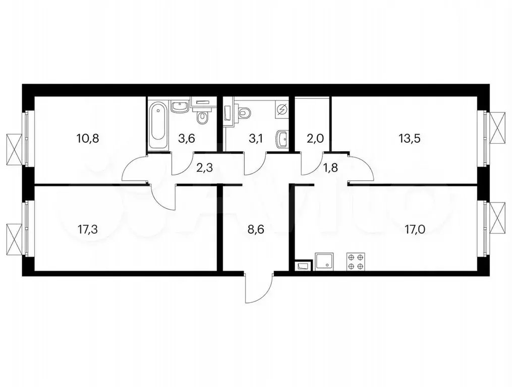 3-к. квартира, 80 м, 17/20 эт. - Фото 0