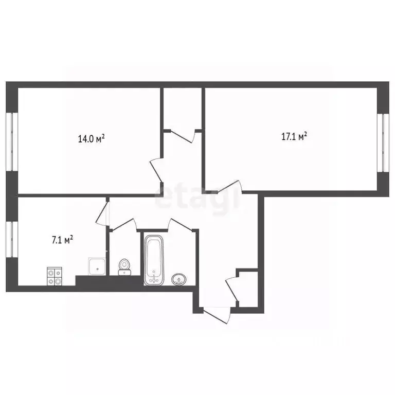 2-к кв. Ямало-Ненецкий АО, Муравленко ул. Муравленко, 33 (51.1 м) - Фото 1