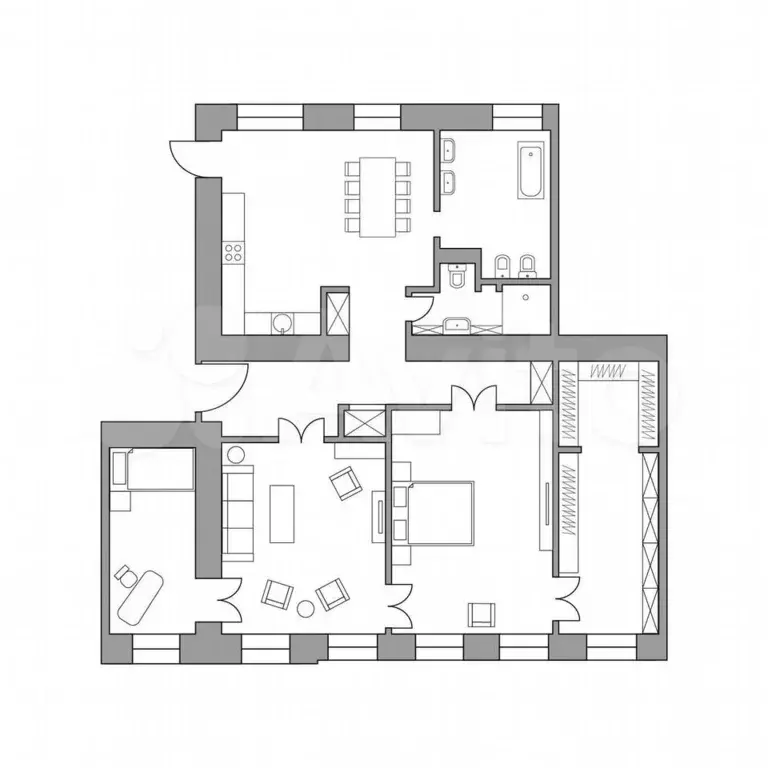 3-к. квартира, 140 м, 2/4 эт. - Фото 0