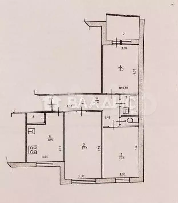 3-к. квартира, 68,3 м, 4/5 эт. - Фото 0