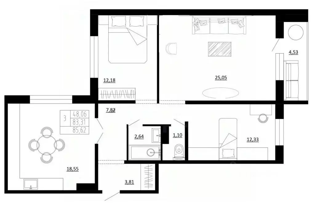 3-к кв. Новосибирская область, Обь Геодезическая ул., 76 (86.0 м) - Фото 1