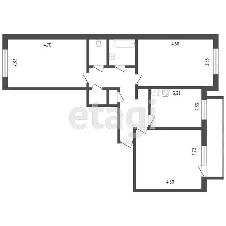 3-комнатная квартира: Улан-Удэ, СНТ Энергетик, 40 (66.6 м) - Фото 1