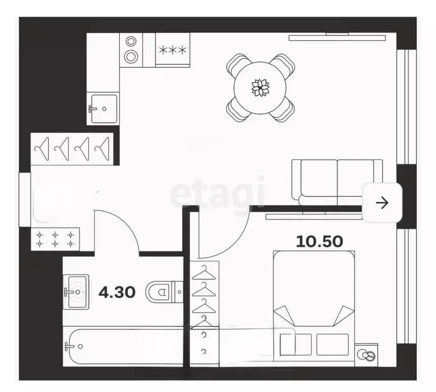 1-комнатная квартира: Осиновая Гора, микрорайон Левобережный, ... - Фото 1