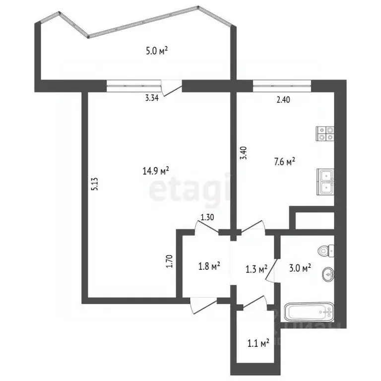 1-к кв. Крым, Ялта ул. Весенняя, 13 (29.7 м) - Фото 1