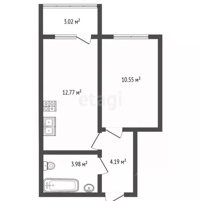 1-к кв. Санкт-Петербург ул. Крыленко, 36к2 (32.75 м) - Фото 2