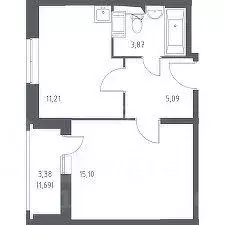 1-к кв. Самарская область, Тольятти ул. Александра Кудашева, 96 (38.1 ... - Фото 1