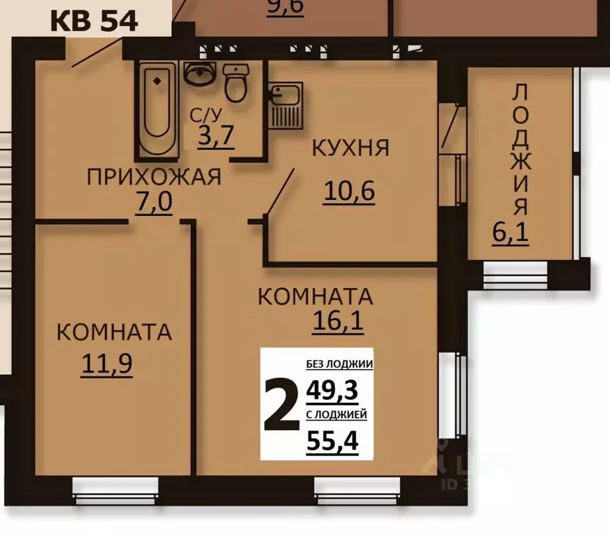 2-к кв. Ивановская область, Ивановский район, Богданихское с/пос, д. ... - Фото 1