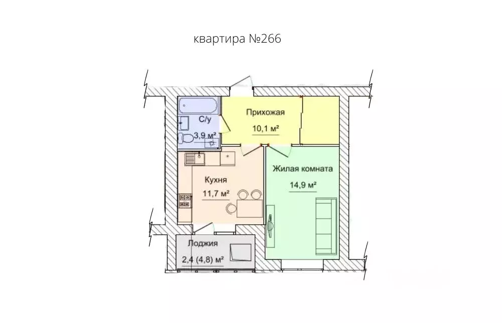 1-к кв. Удмуртия, Можга Можгинский район, ул. Наговицына, 45 (45.4 м) - Фото 0