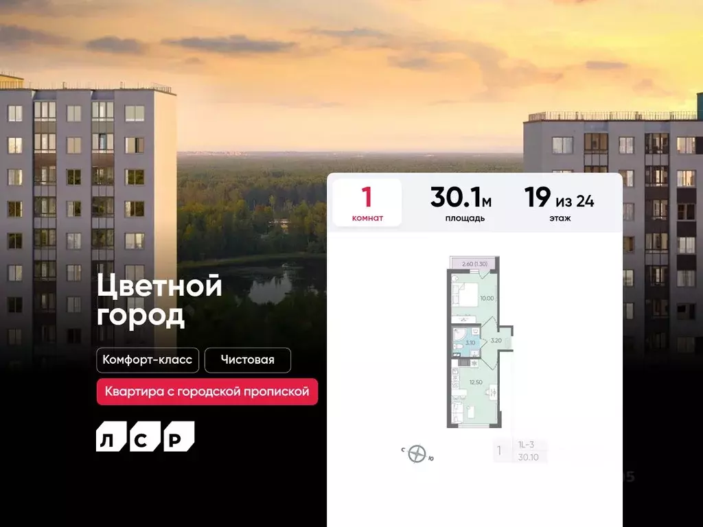 1-к кв. Санкт-Петербург Ручьи тер.,  (30.1 м) - Фото 0