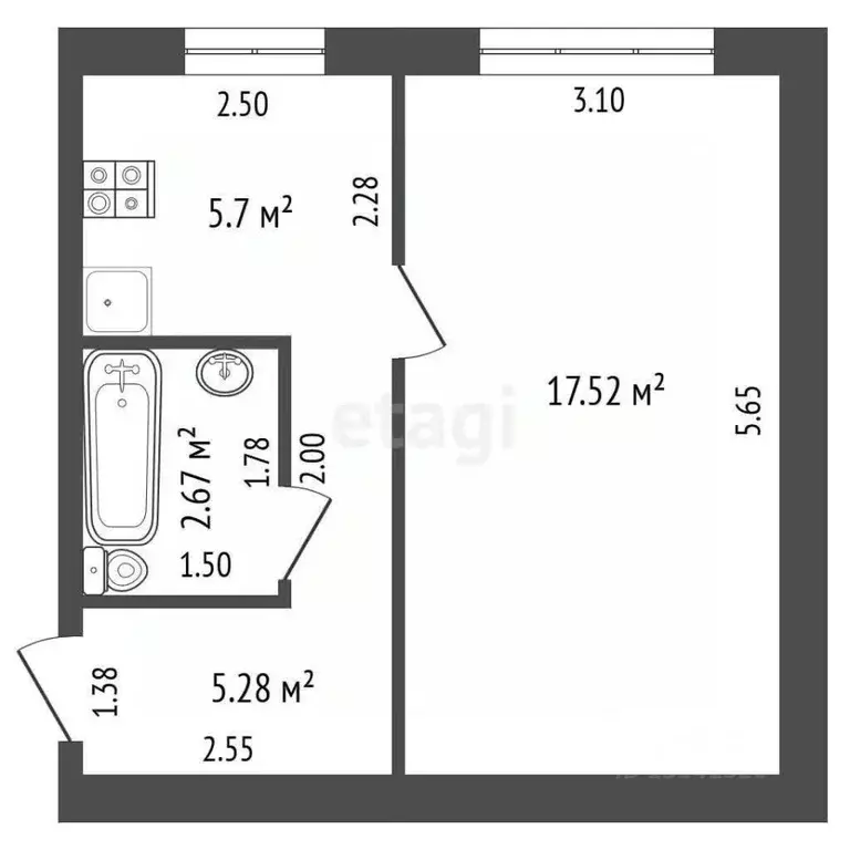 1-к кв. Ульяновская область, Ульяновск городской округ, пос. ... - Фото 2