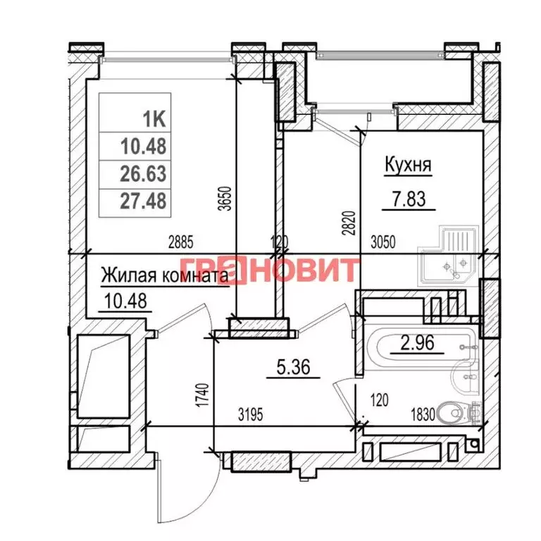 1-комнатная квартира: Новосибирск, Фабричная улица, 65/4 (27 м) - Фото 1