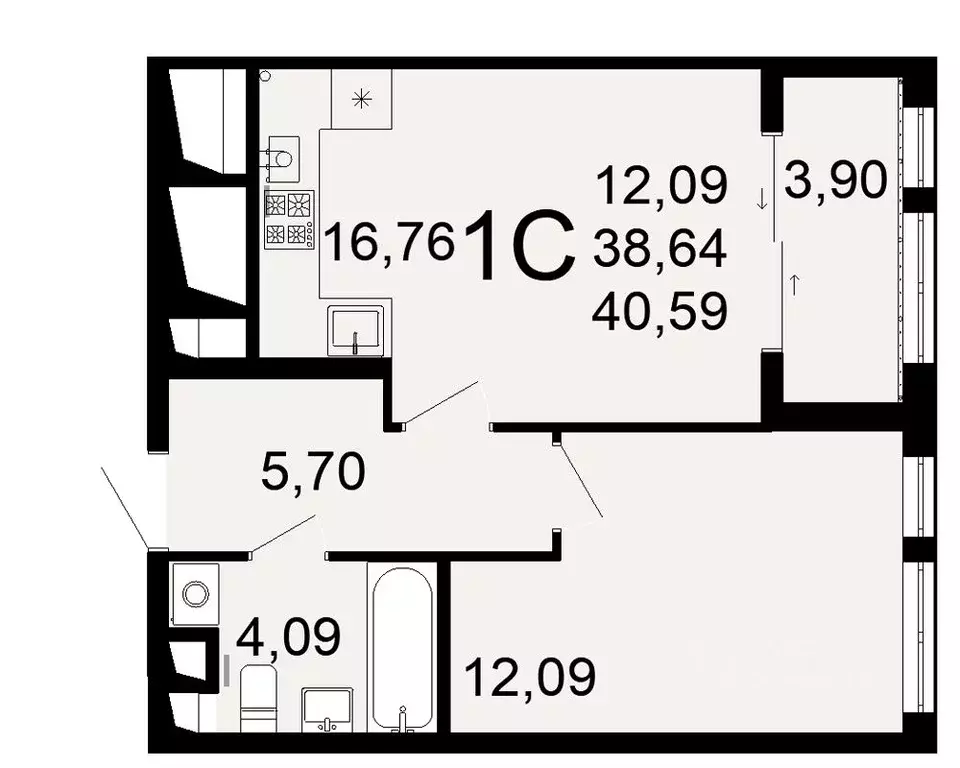 1-к кв. Рязанская область, Рязань Льговская ул., 8 (38.64 м) - Фото 0