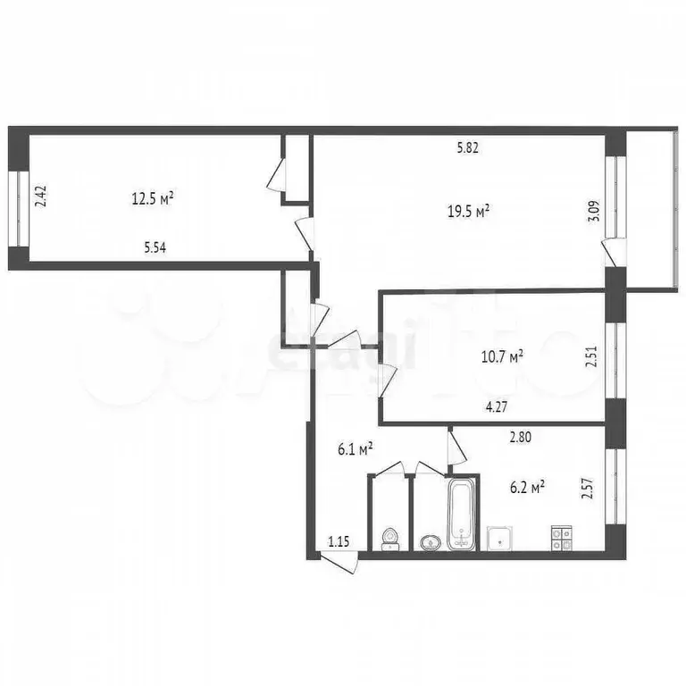 3-к. квартира, 59,2 м, 4/5 эт. - Фото 0
