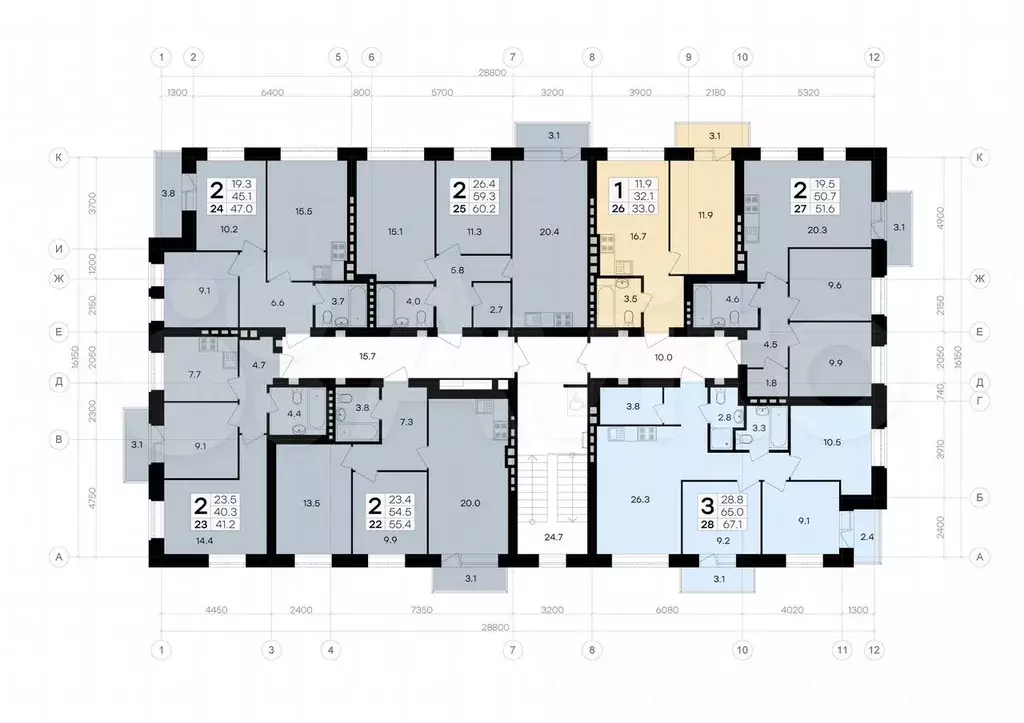2-к. квартира, 47 м, 4/4 эт. - Фото 1