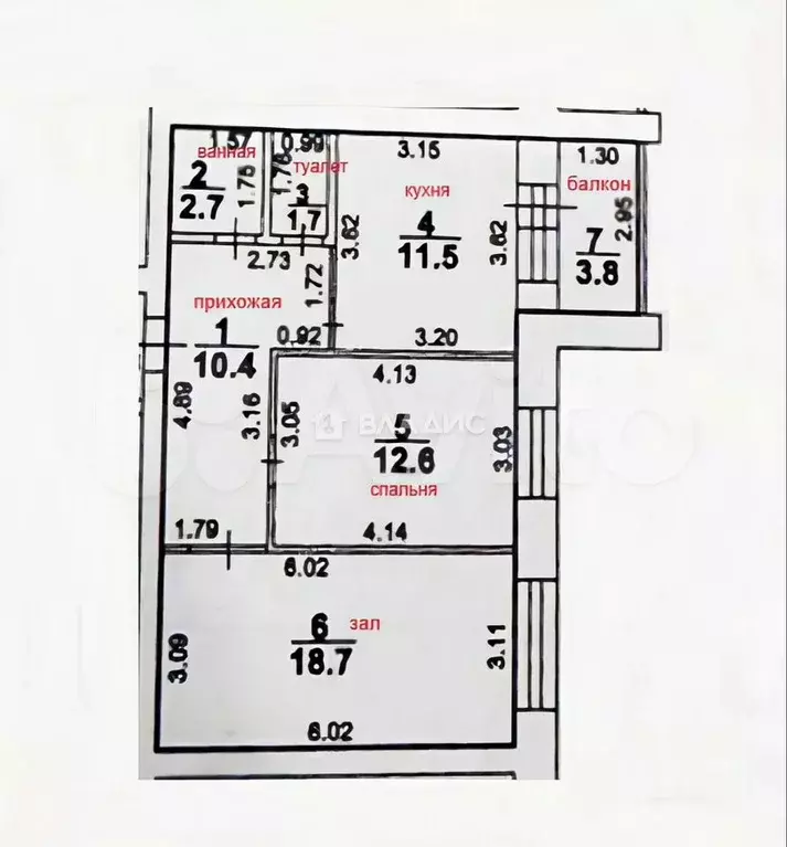 2-к. квартира, 57,6 м, 5/9 эт. - Фото 0