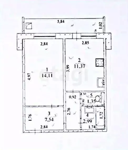 1-к кв. Ульяновская область, Ульяновск ул. Скочилова, 7 (37.0 м) - Фото 2