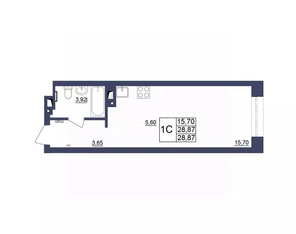 Студия Башкортостан, Уфа Космос жилой комплекс, лит1 (29.05 м) - Фото 1