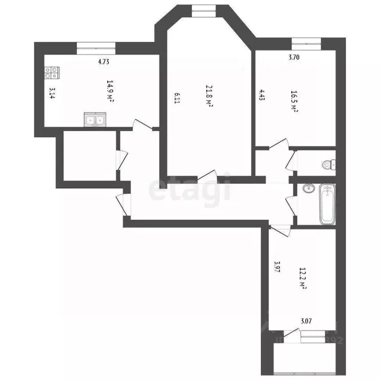 3-к кв. Вологодская область, Вологда Фрязиновская ул., 24 (90.8 м) - Фото 2