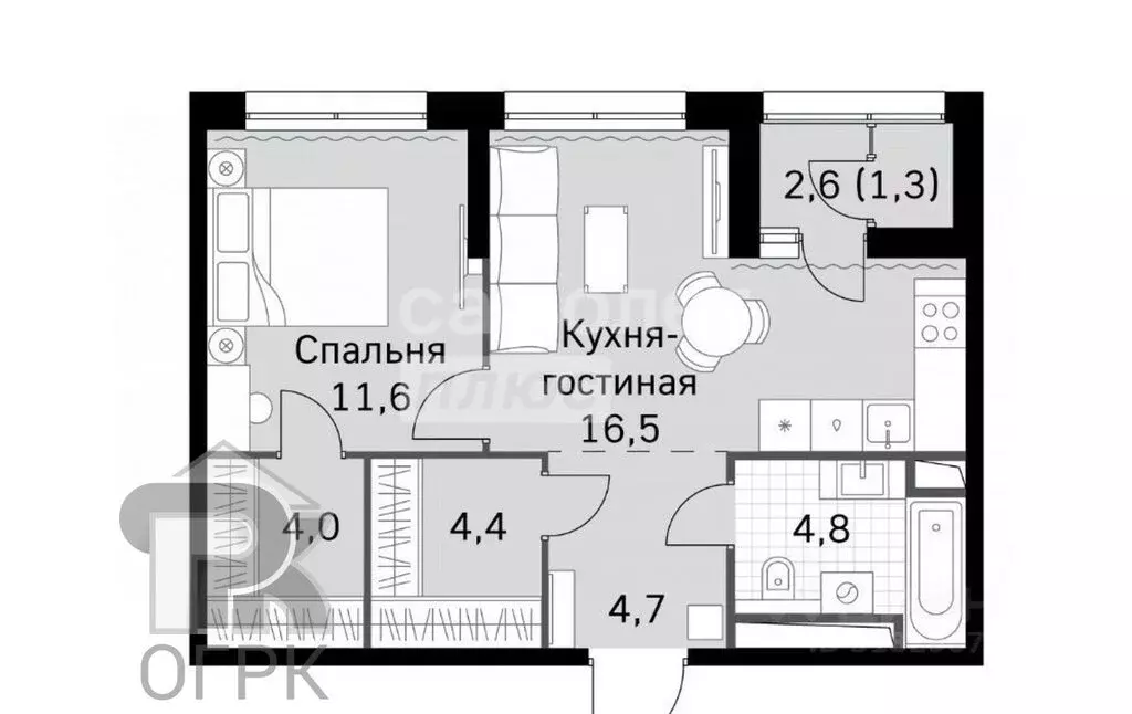 1-комнатная квартира: Москва, Строительный проезд, 9к1 (47.1 м) - Фото 0