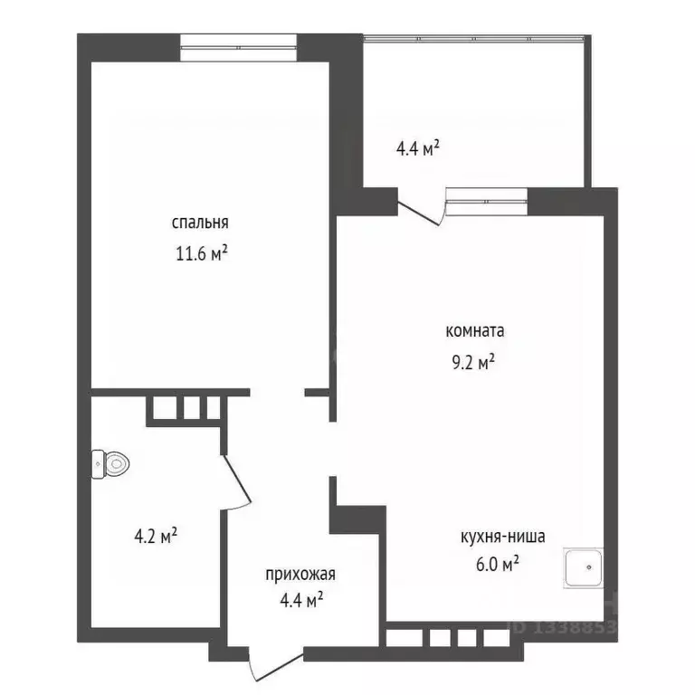 2-к кв. Красноярский край, Красноярск ул. Лесников, 55 (35.4 м) - Фото 1